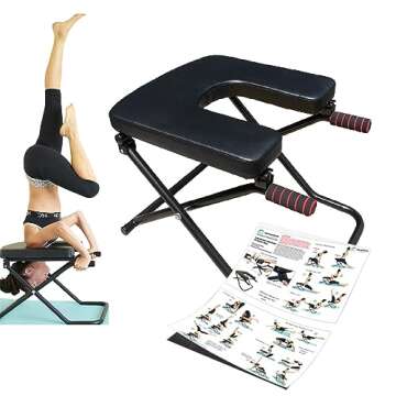 Longer+Wider+Bigger SISYAMA Yoga Headstand Bench Chair with Handles Headstand Handstand Inversion Workout Stretch