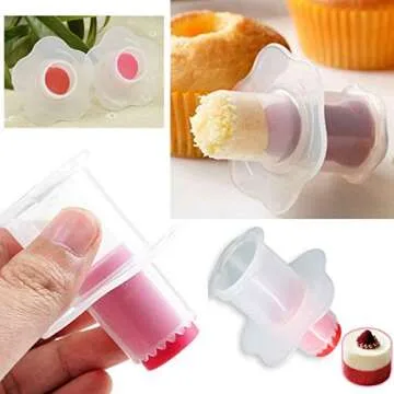 6 Pack Cupcake Plunger Cutter Pastry Corer Plunger Cutter Pastry Corer Decorating Divider Cake Filler Tool (3 Red+3 Blue)