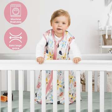 BSTOPPT 3 Pack Baby Sleep Sack 6-12 Months 100% Rayon Cotton Baby Sleeping Bag 2-Way Zipper Toddler ...
