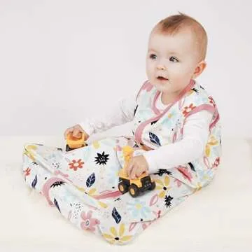 BSTOPPT 3 Pack Baby Sleep Sack 6-12 Months 100% Rayon Cotton Baby Sleeping Bag 2-Way Zipper Toddler Wearable Blankets TOG 0.3 （Heart&Pink&Floral）