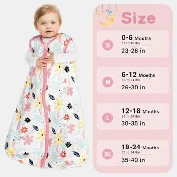 BSTOPPT 3 Pack Baby Sleep Sack 6-12 Months 100% Rayon Cotton Baby Sleeping Bag 2-Way Zipper Toddler Wearable Blankets TOG 0.3 （Heart&Pink&Floral）