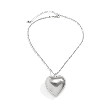 YURAOER Chunky Puffy Heart Choker Necklace - Big Heart Pendant Adjustable Velvet Chain Heart Necklac...