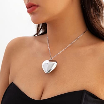 YURAOER Chunky Puffy Heart Choker Necklace for Women