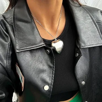 YURAOER Chunky Puffy Heart Choker Necklace for Women