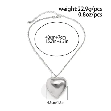 YURAOER Chunky Puffy Heart Choker Necklace for Women