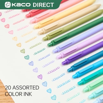 Kaco PURE Gel Pens 20 Color Ink Assorted for Journaling