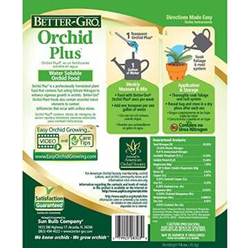 Better-Gro Orchid Plus 20-14-13 - Urea-Free Orchid Fertilizer for Vigorous Growth, Water Soluble, Ni...