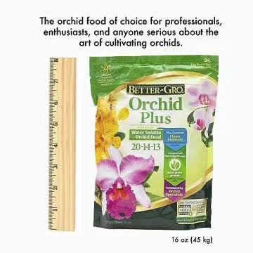 Better-Gro Orchid Plus 20-14-13 - Urea-Free Orchid Fertilizer for Vigorous Growth, Water Soluble, Nitrate Nitrogen-Rich, Ideal for Indoor Potted Plants and Tropical Plants - 16 oz Resealable Bag