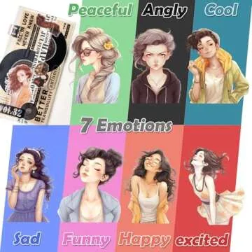 JOYCHOIC Scrapbook Stickers Set, 84Pcs PET Emotion Stickers for Journaling and Scrapbooking, Junk Journal Supplies, Aesthetic Transparent Materials, Ephemera People Women Ladies Planner DIY Arts Craft