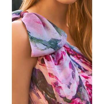 Jardinvue One Shoulder Floral Dress Maxi Pink Garden Party Dress Elegant Womens Spring Dress Flattering Sun Tea Party Dress Casual Vacation Dresses