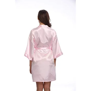 Elegant Women's Short Satin Bridal Kimono Robe