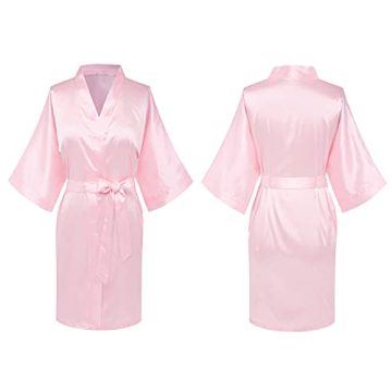 Elegant Women's Short Satin Bridal Kimono Robe