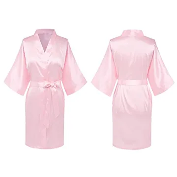 Elegant Women's Short Satin Bridal Kimono Robe