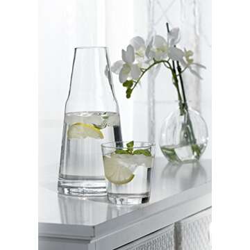 Style Setter Soho 2 Piece Bedside Water Carafe With Tumbler – Elegant Glass Pitcher & Matching Dri...
