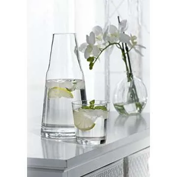 Style Setter Soho 2 Piece Bedside Water Carafe With Tumbler – Elegant Glass Pitcher & Matching Dri...