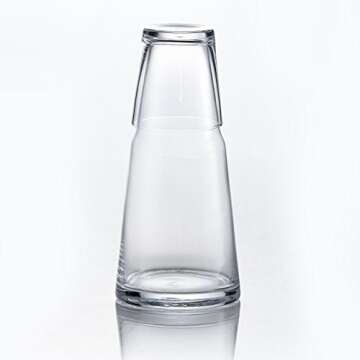 Style Setter Soho 2 Piece Bedside Water Carafe With Tumbler – Elegant Glass Pitcher & Matching Drinking Glass Doubles As Lid Adds A Touch of Hospitality to Guest Rooms or Office – Makes An Ideal Gift