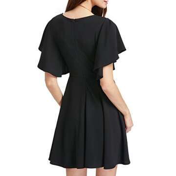 ROMWE Women's Stretchy A Line Swing Flared Skater Cocktail Party Dress Black L
