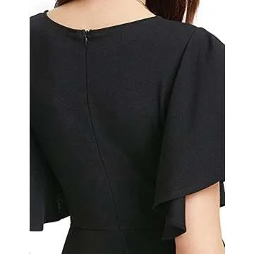 ROMWE Women's Stretchy A Line Swing Flared Skater Cocktail Party Dress Black L