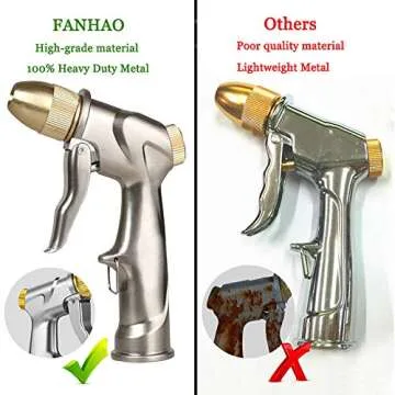 FANHAO Upgraded Garden Hose Nozzle Sprayer, 100% Heavy Duty Metal Handheld Water Nozzle High Pressure in 4 Spraying Modes for Hand Watering Plants and Lawn, Car Washing, Patio and Pet