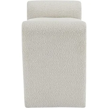 Meridian Furniture Modern Cream Boucle Fabric Bench