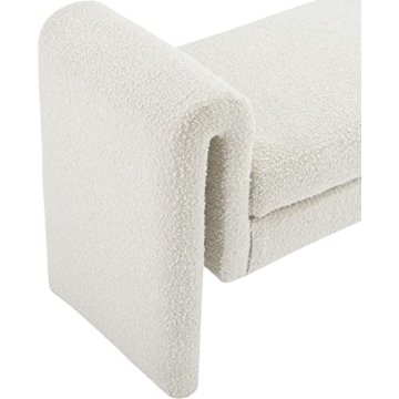 Meridian Furniture Modern Cream Boucle Fabric Bench