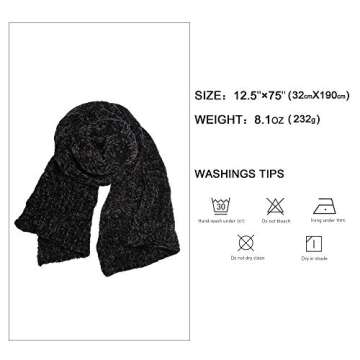 SOJOS Lightweight Ultra Soft Chenille Ribbed Thick Scarf Knit Shawl for Women for Fall Winter Shawl Wrap SC326 with Black