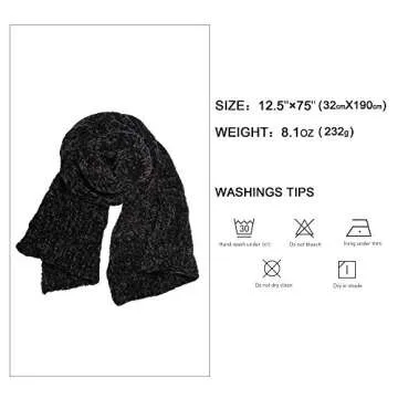 SOJOS Lightweight Ultra Soft Chenille Ribbed Thick Scarf Knit Shawl for Women for Fall Winter Shawl Wrap SC326 with Black