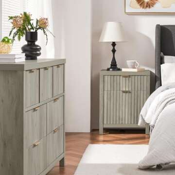 OAKHAM HOME Fluted 7 Drawer Dresser, Large Wide Chest of Drawers for Bedroom, Modern Storage Dresser...