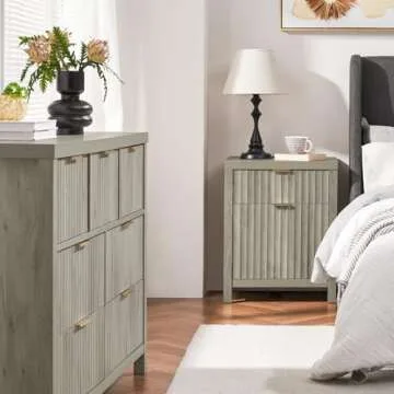 OAKHAM HOME Fluted 7 Drawer Dresser, Large Wide Chest of Drawers for Bedroom, Modern Storage Dresser...