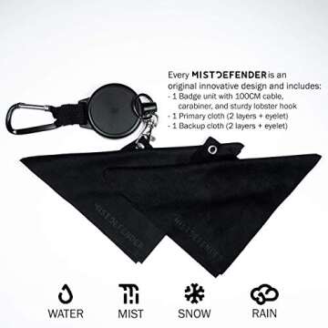 MistDefender Lens Cloth and Retractable Reel for Outdoor Photography | Camera Lenses | Eyeglasses | Electronics | Outdoor Sport Goggles and More