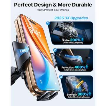 andobil 2025 Military-Grade Car Phone Holder - 85lbs Strongest Suction Patent Certs Car Phone Mount, Ultimate Dashboard/Windshield/Vent CellPhone Holder Truck Stand for iPhone 16 15 Pro Max 14 Samsung