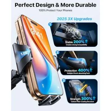 andobil 2025 Military-Grade Car Phone Holder - 85lbs Strongest Suction Patent Certs Car Phone Mount, Ultimate Dashboard/Windshield/Vent CellPhone Holder Truck Stand for iPhone 16 15 Pro Max 14 Samsung
