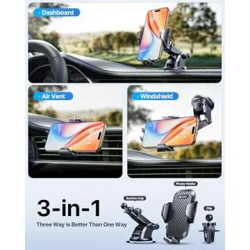 andobil 2025 Military-Grade Car Phone Holder - 85lbs Strongest Suction Patent Certs Car Phone Mount, Ultimate Dashboard/Windshield/Vent CellPhone Holder Truck Stand for iPhone 16 15 Pro Max 14 Samsung