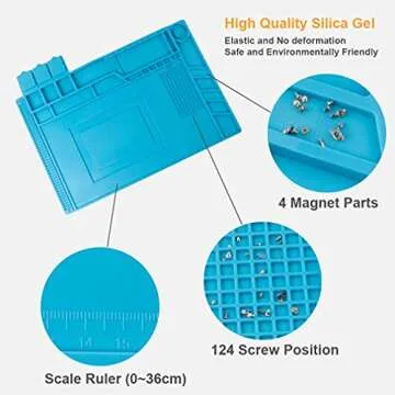 CPB Heat Resistant 932°F Soldering Mat, Large Anti-static Magnetic Mat with Screw Position, Silicon...