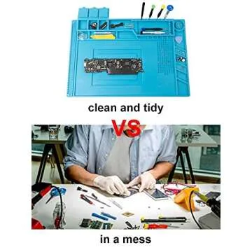 CPB Heat Resistant 932°F Soldering Mat, Large Anti-static Magnetic Mat with Screw Position, Silicone Soldering Work Mat for Soldering Station, Workbench, Computer, Phone Repair, 17.8'' x 11.8''
