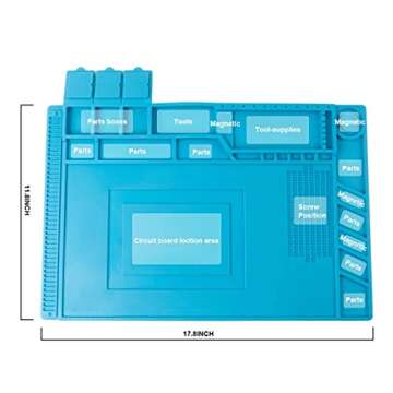 CPB Heat Resistant 932°F Soldering Mat, Large Anti-static Magnetic Mat with Screw Position, Silicone Soldering Work Mat for Soldering Station, Workbench, Computer, Phone Repair, 17.8'' x 11.8''