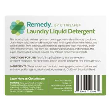CitriSafe Remedy Laundry Liquid Detergent - Environmentally-Friendly Concentrated Laundry Detergent for Dirt and Mold - 32oz