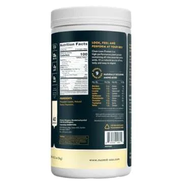 Nuzest - Pea Protein Powder - Clean Lean Protein, Premium Vegan Plant Based Protein Powder, Dairy Free, Gluten Free, GMO Free, Protein Shake, Smooth Vanilla, 40 Servings, 2.2 lb