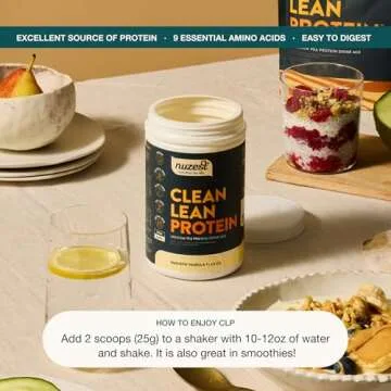 Nuzest - Pea Protein Powder - Clean Lean Protein, Premium Vegan Plant Based Protein Powder, Dairy Free, Gluten Free, GMO Free, Protein Shake, Smooth Vanilla, 40 Servings, 2.2 lb