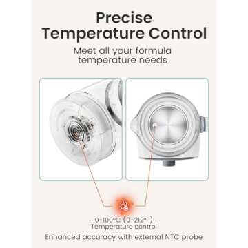 Baby Instant Warmer, Glass Water Boiler with Accurate Temperature Control for Formula, Coffee and Tea, 1.3 Liter Electric Kettle with LCD Display and Timer