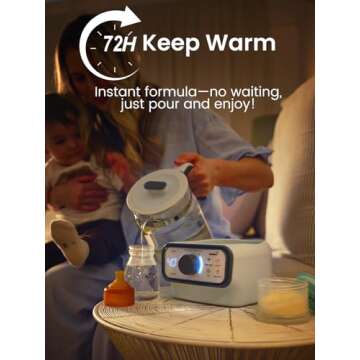 Baby Instant Warmer, Glass Water Boiler with Accurate Temperature Control for Formula, Coffee and Tea, 1.3 Liter Electric Kettle with LCD Display and Timer