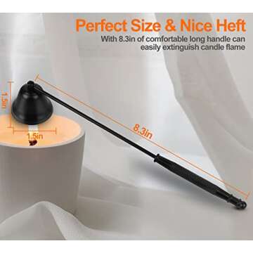 Candle Snuffer Black, Elegant Candle Extinguisher Snuffer Accessory with Long Handle for Putting Out...