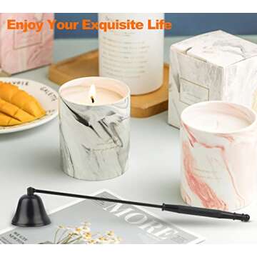 Candle Snuffer Black, Elegant Candle Extinguisher Snuffer Accessory with Long Handle for Putting Out Candle Flame Safely, GOSGOONE Premium Stainless Steel Candle Stopper Wick Snuffer for Candle Lovers