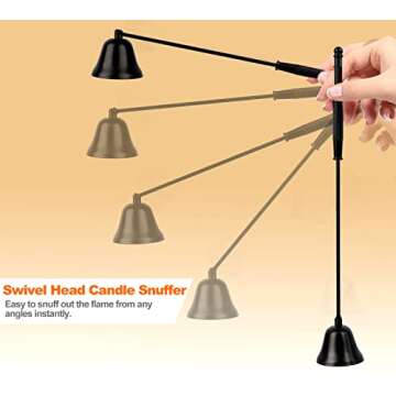 Candle Snuffer Black, Elegant Candle Extinguisher Snuffer Accessory with Long Handle for Putting Out Candle Flame Safely, GOSGOONE Premium Stainless Steel Candle Stopper Wick Snuffer for Candle Lovers