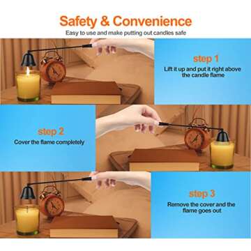 Candle Snuffer Black, Elegant Candle Extinguisher Snuffer Accessory with Long Handle for Putting Out Candle Flame Safely, GOSGOONE Premium Stainless Steel Candle Stopper Wick Snuffer for Candle Lovers