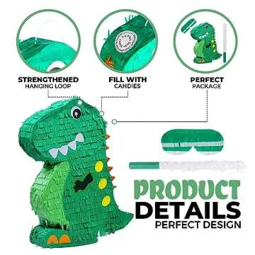 Dinosaur Pinata Bundle with Bat & Blindfold - Fun Party Decor
