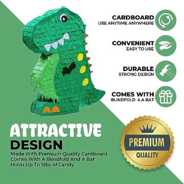 Dinosaur Pinata Bundle with Bat & Blindfold - Fun Party Decor