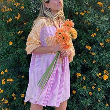 SAFRISIOR Women’s 2 Piece Casual Tracksuit Outfit Sets Stripe Long Sleeve Shirt And Loose High Wai...