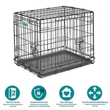 MidWest Homes for Pets Newly Enhanced Double Door iCrate Dog Crate, Includes Leak-Proof Pan, Floor Protecting Feet, Divider Panel & New Patented Features