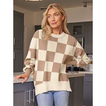 EFAN Women's Oversized Sweaters 2025 Fall Trendy Crewneck Batwing Sleeve Chunky Knit Long Pullover C...